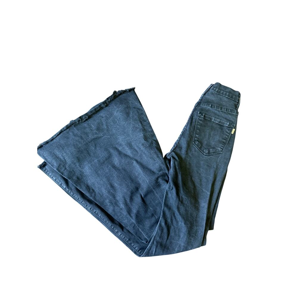 Vibrant M.I.U. made in USA blk distressed ultra flared Bell bottom womens size 3 - Picture 7 of 8